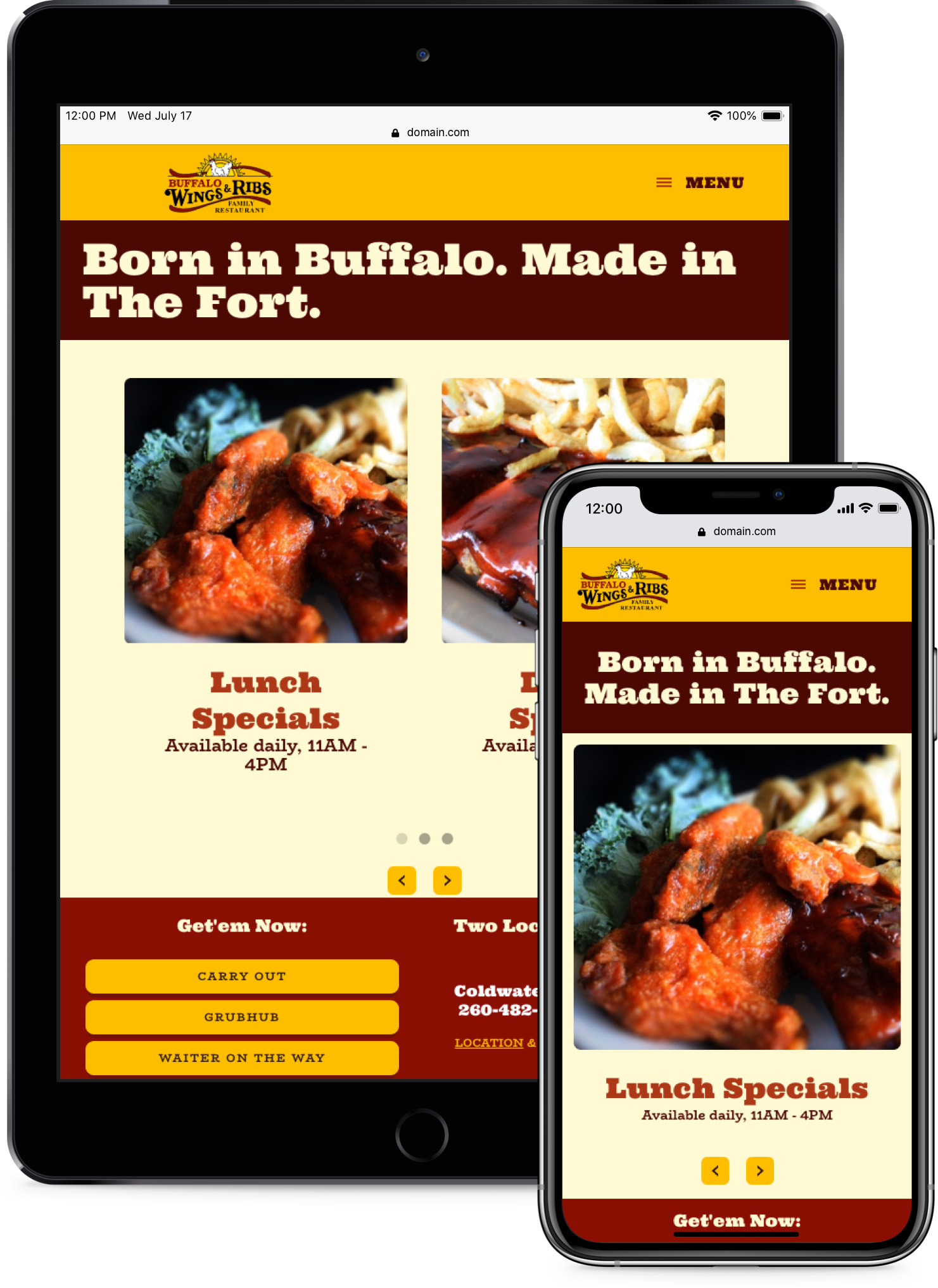 Buffalo Wings & Ribs - Responsive Mobile Device Compatibility Buffalo Wings & Ribs - Responsive Mobile Device Compatibility