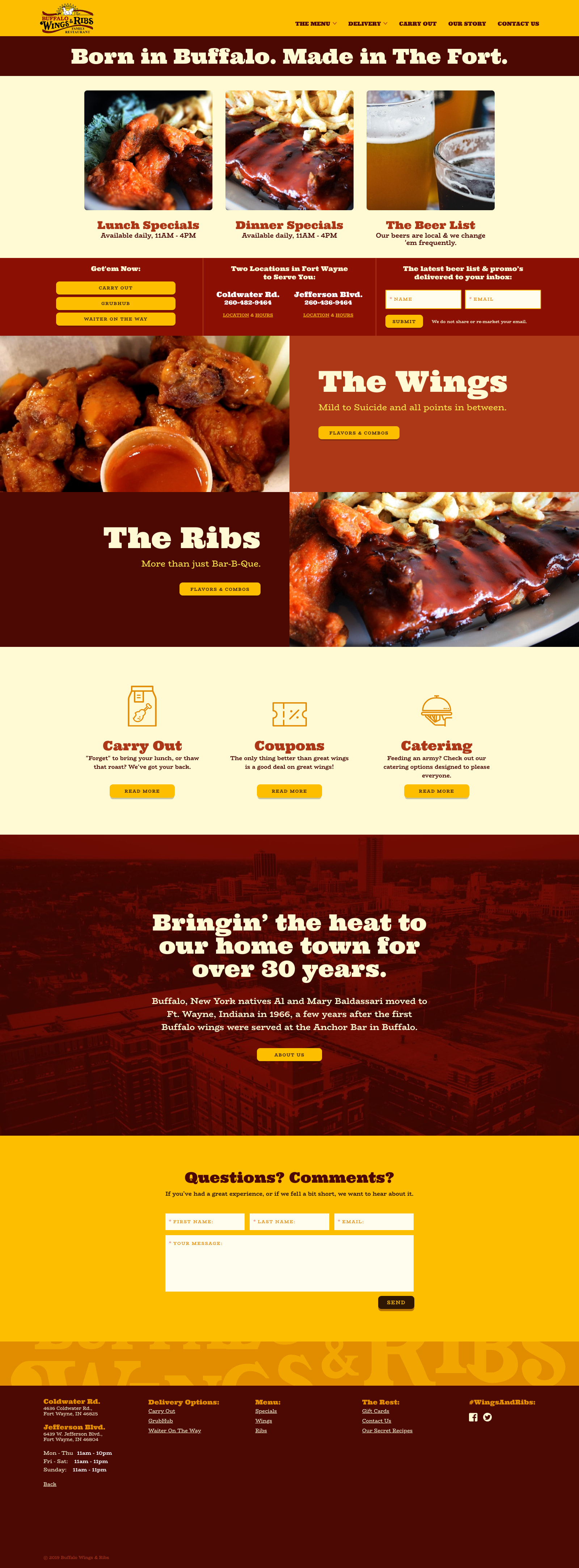 Buffalo Wings & Ribs Updates site for Enhanced UX