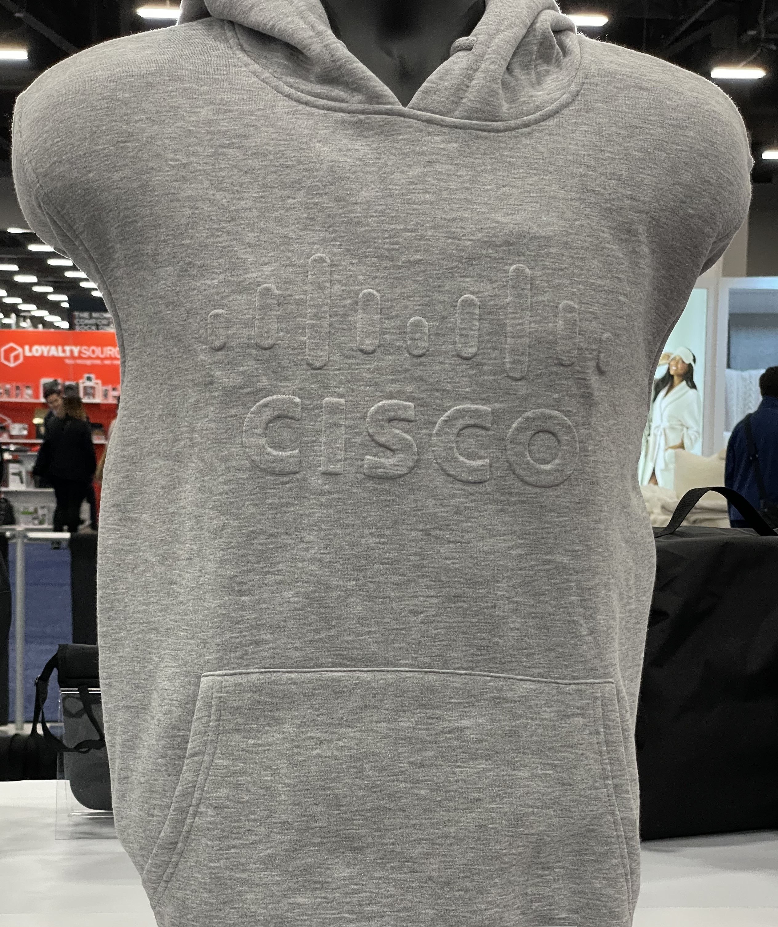 Cisco logo using embossed decoration technique