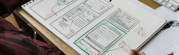 Website layout on sketch paper