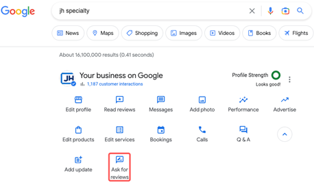 Ask for Review Link on Google Business Profile