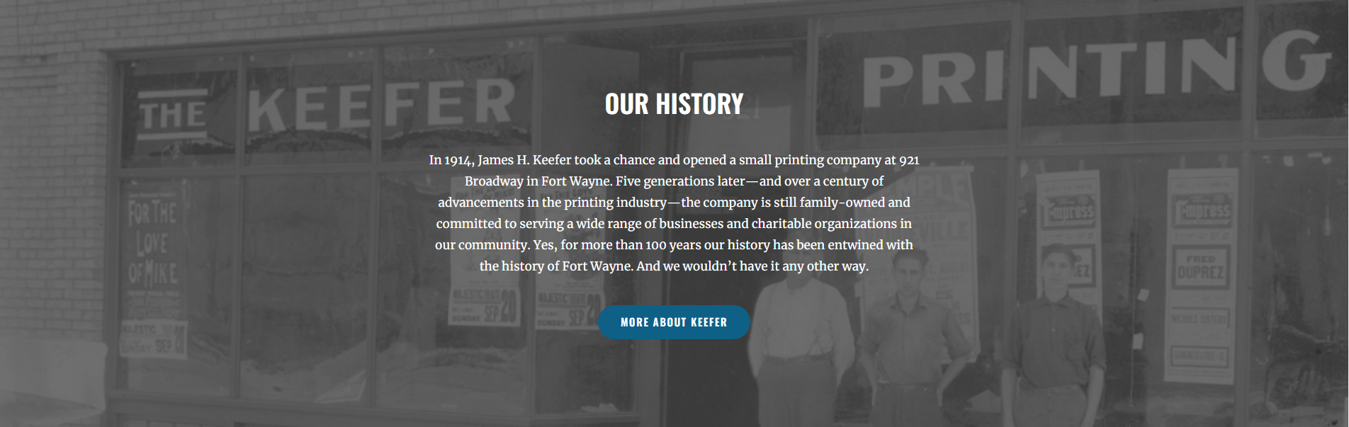 History section on Keefer Printing website