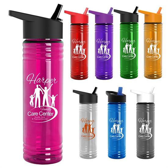 24 Oz. Slim Fit Water Bottle w/Flip Straw Lid