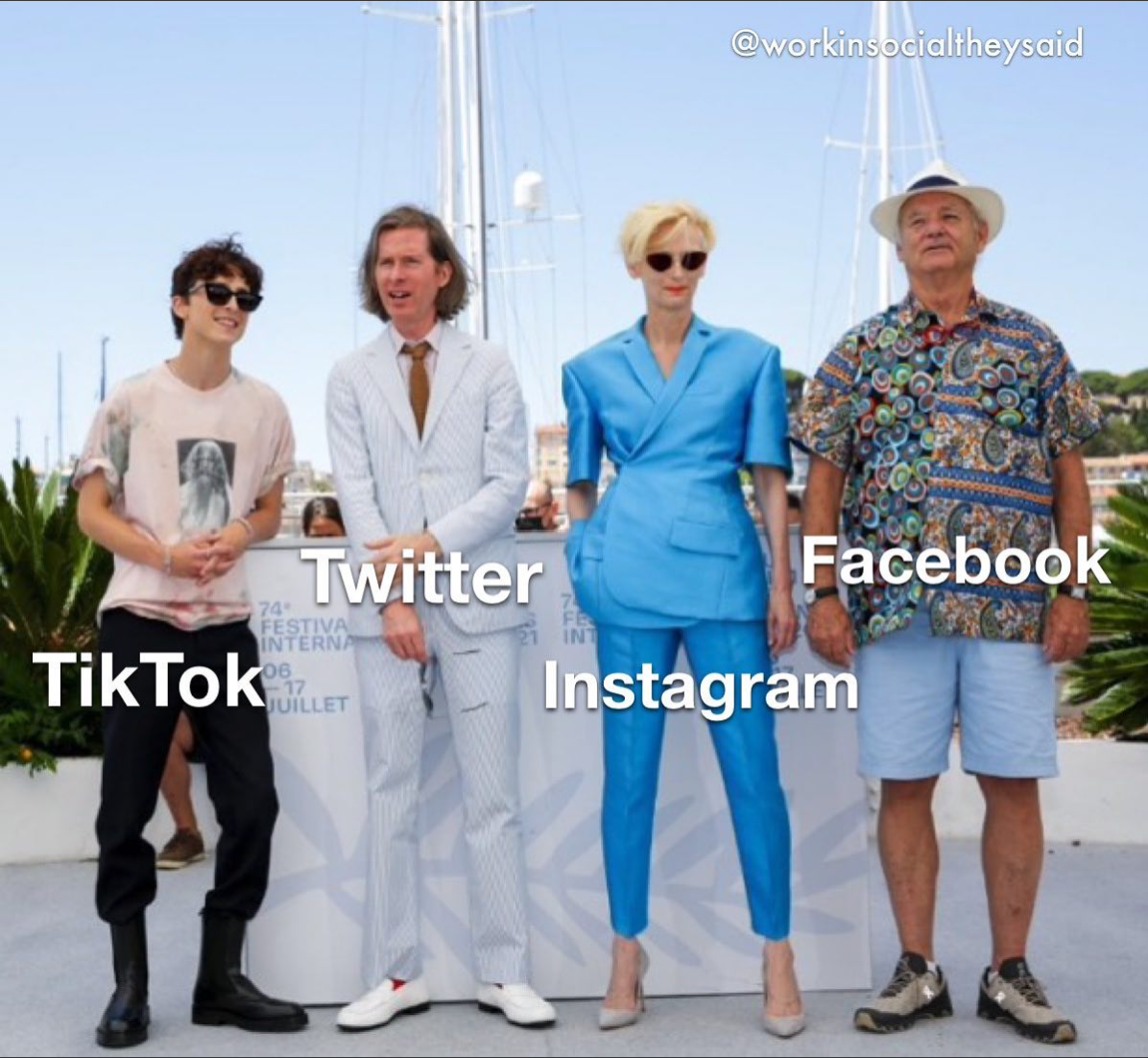 Meme of different social media platforms