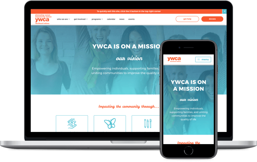 YWCA Homepage on Desktop And Mobile