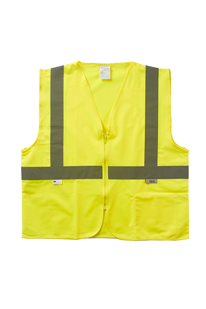 Yellow Solid Fabric Value Class 2 Zip Vest