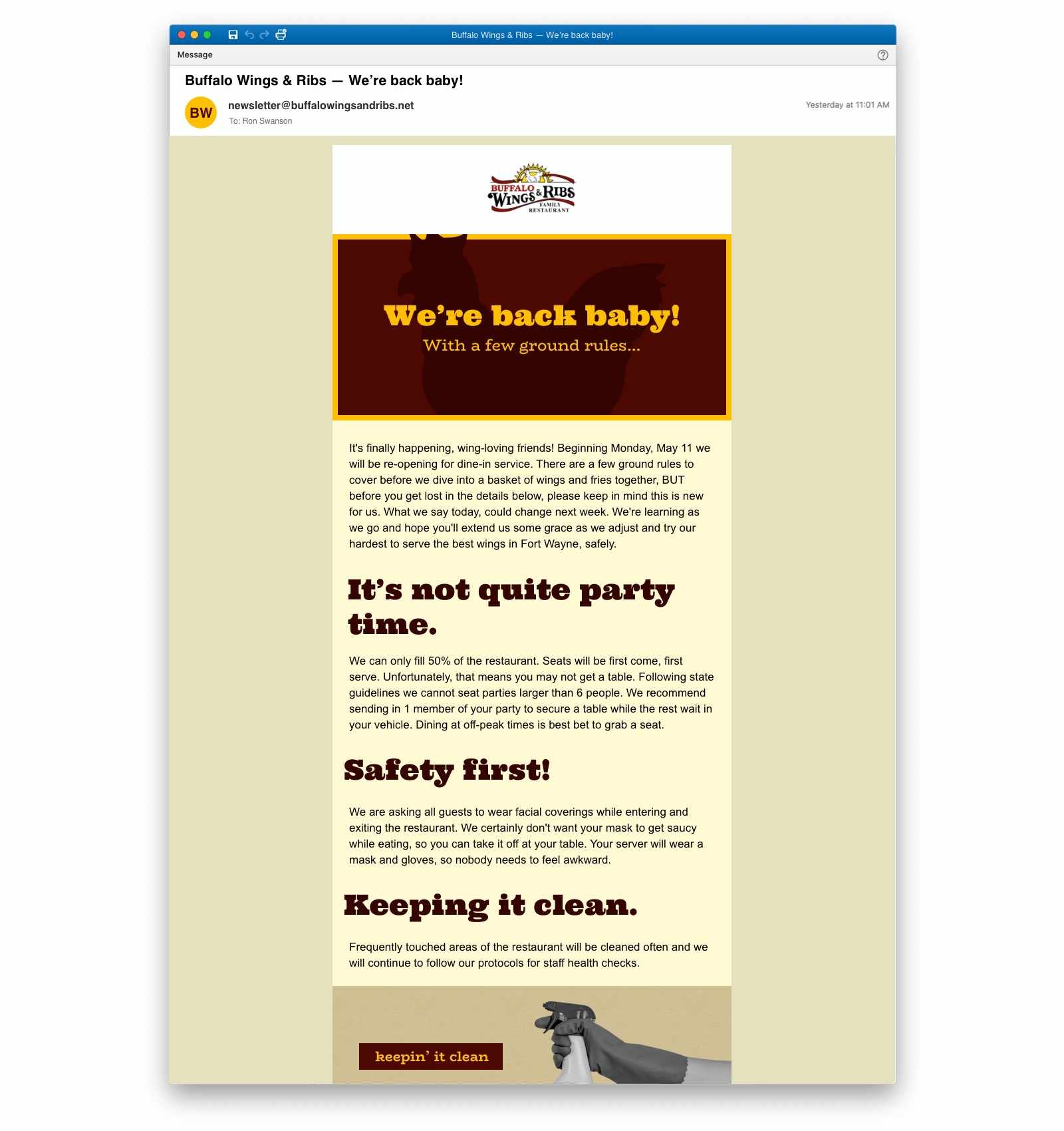 Buffalo Wings & Ribs - Email Newsletter Buffalo Wings & Ribs - Email Newsletter