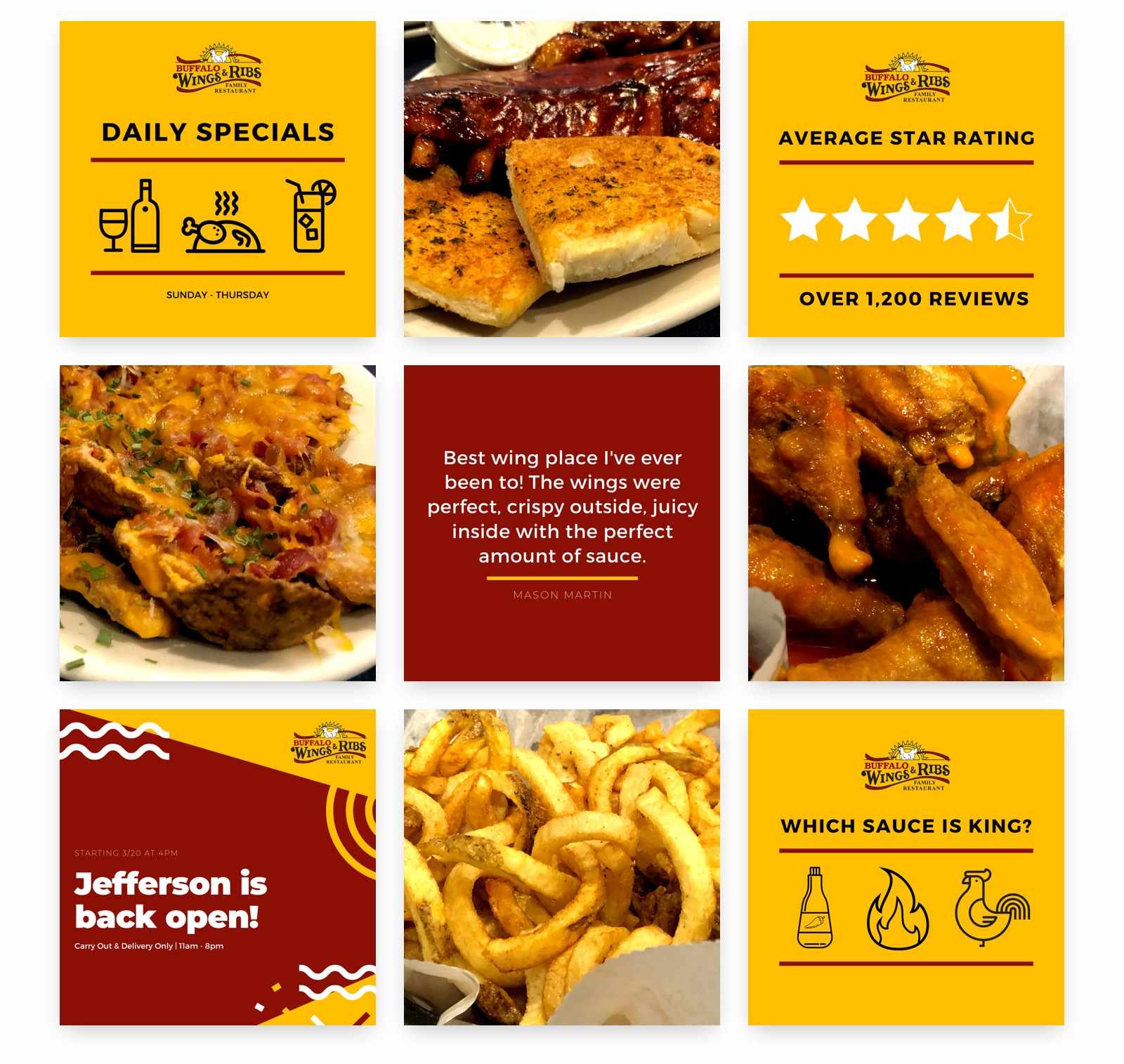 Buffalo Wings & Ribs - Social Media Graphics Buffalo Wings & Ribs - Social Media Graphics