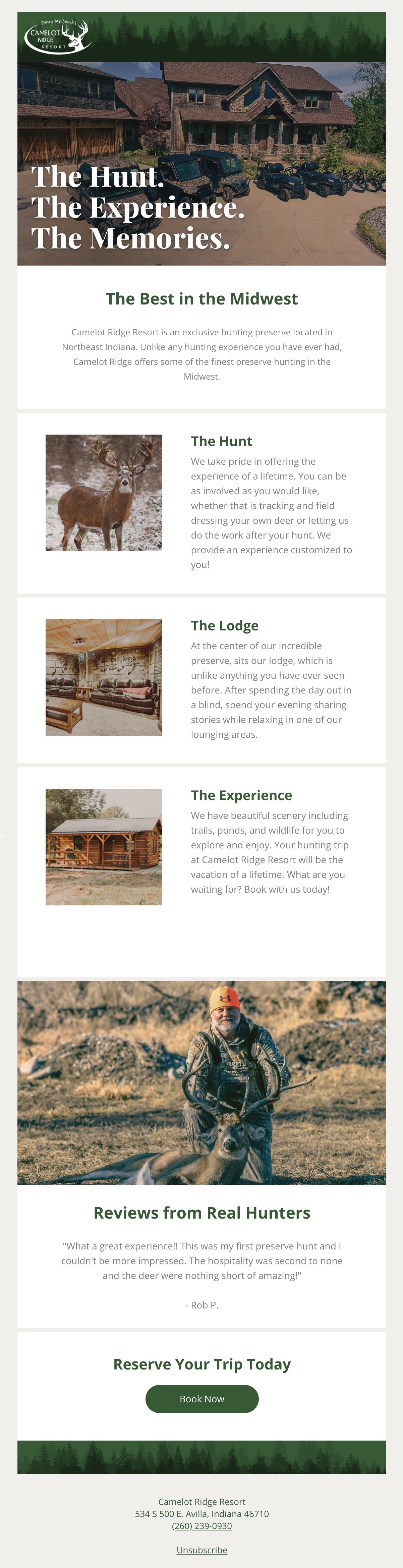 Camelot Ridge Resort - Email Campaign Camelot Ridge Resort - Email Campaign