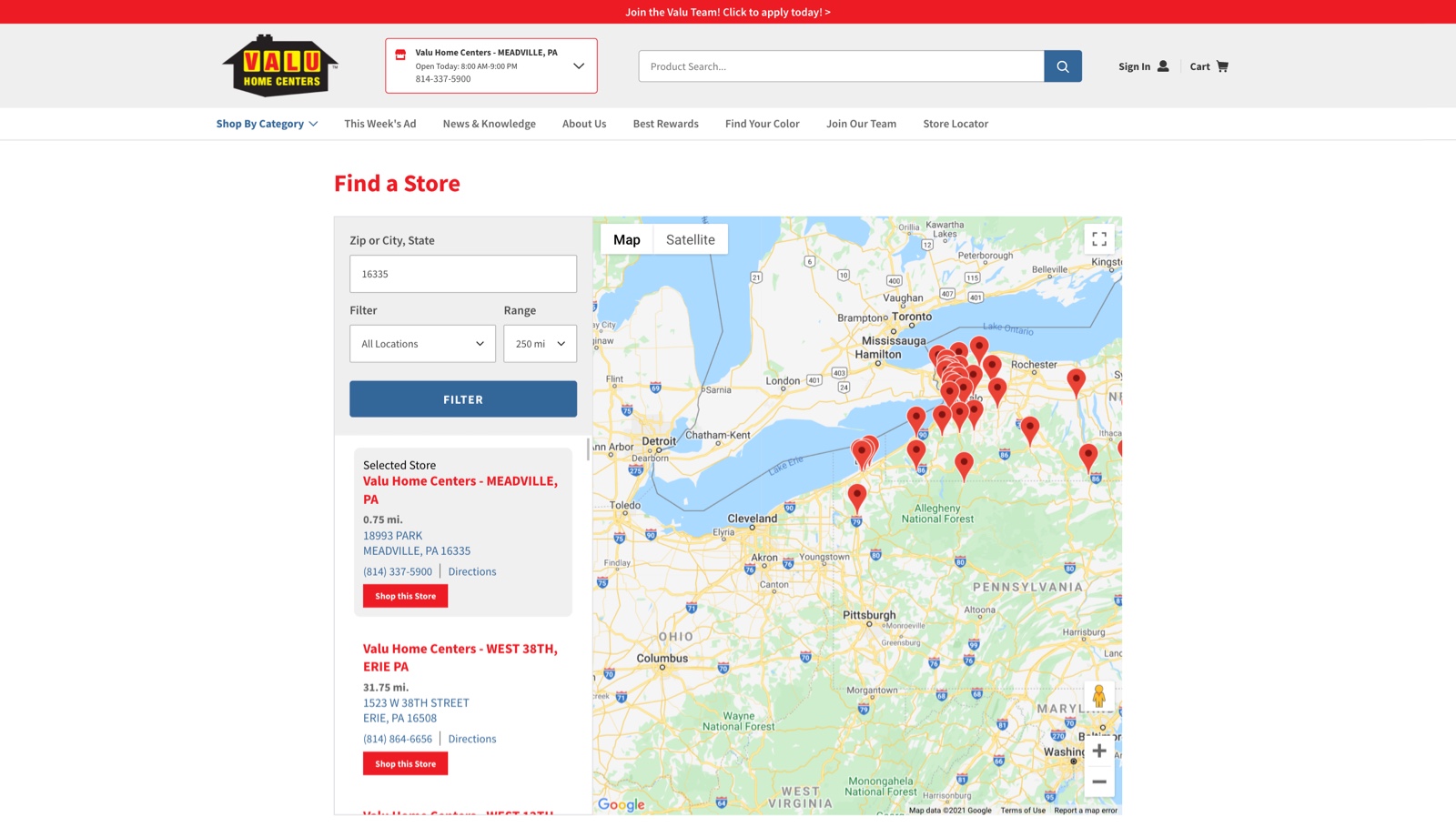 Valu Home Centers example of Do it Best member site