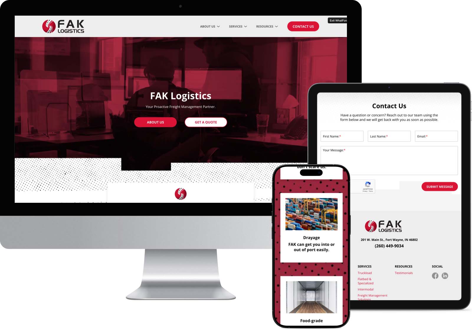F.A.K. Logistics new website.