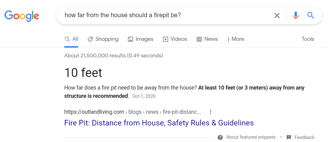 Example of featured snippet