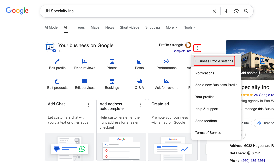 Google Business Profile - give access