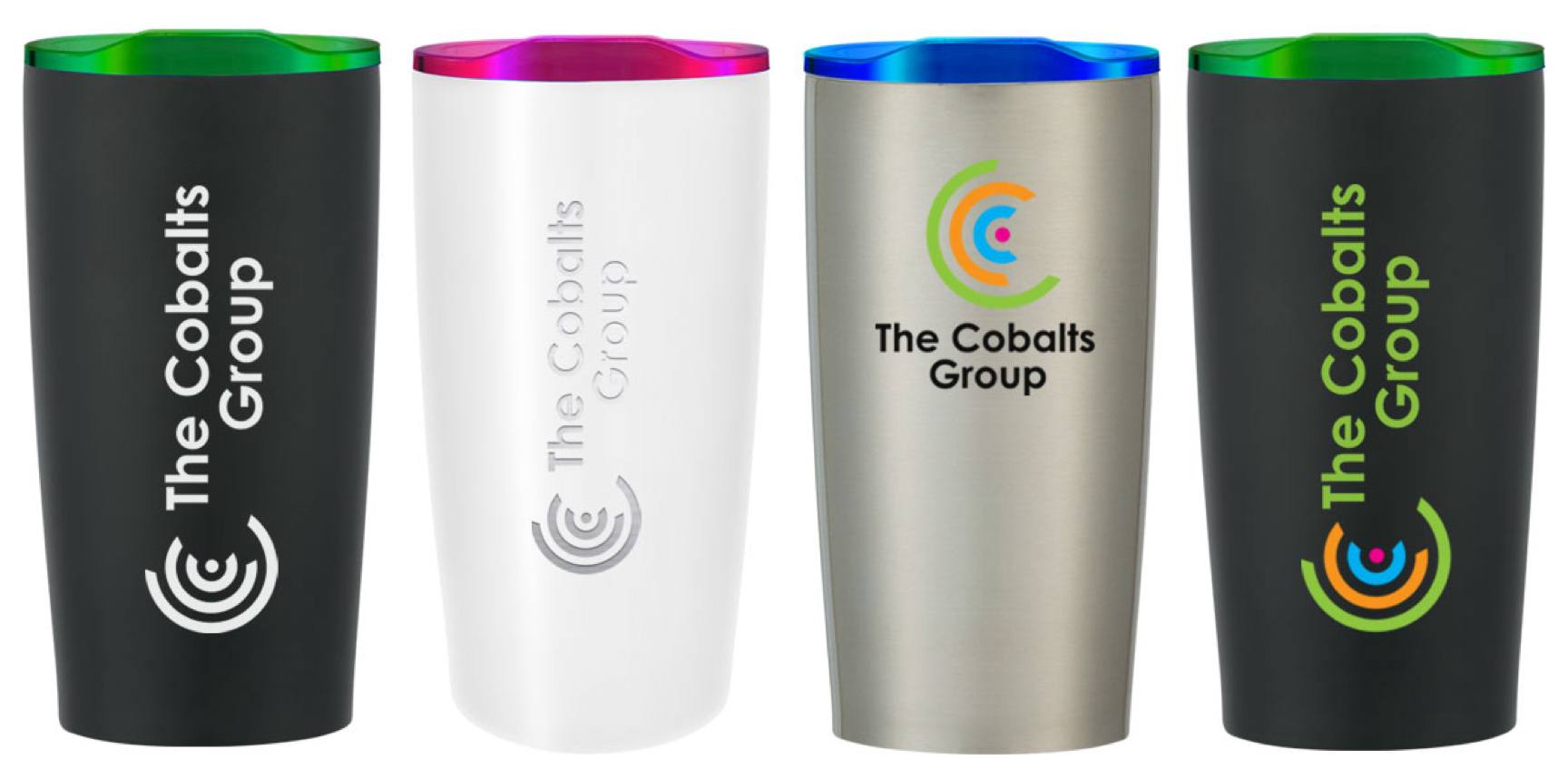 Promo tumblers with company logos