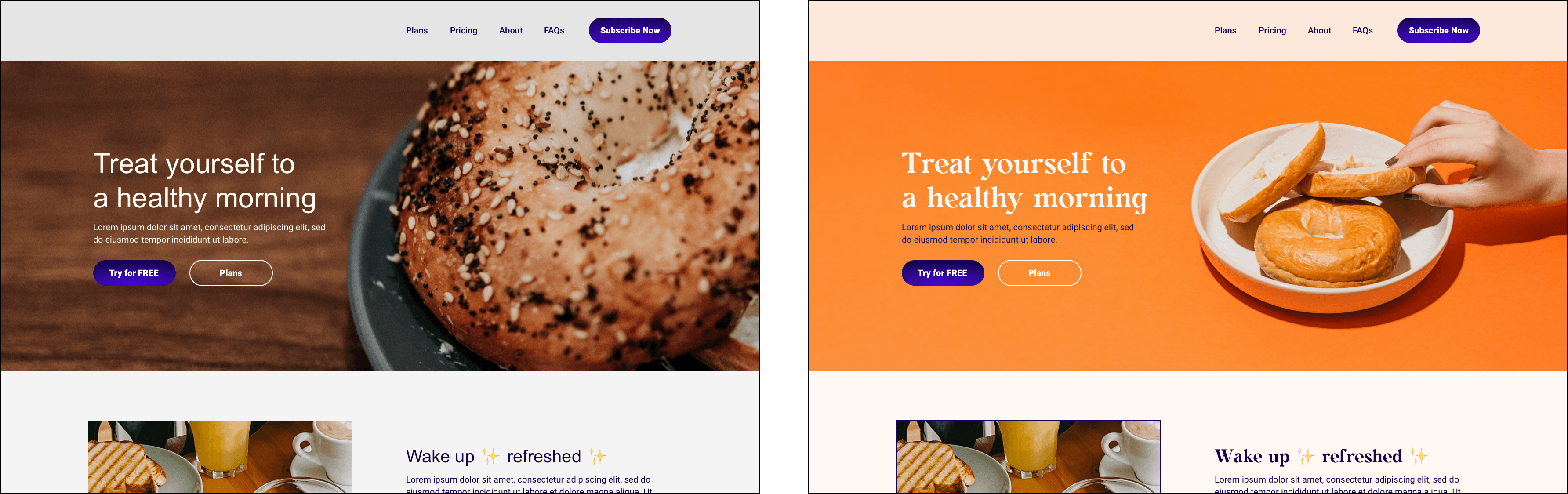 Home page examples without logo