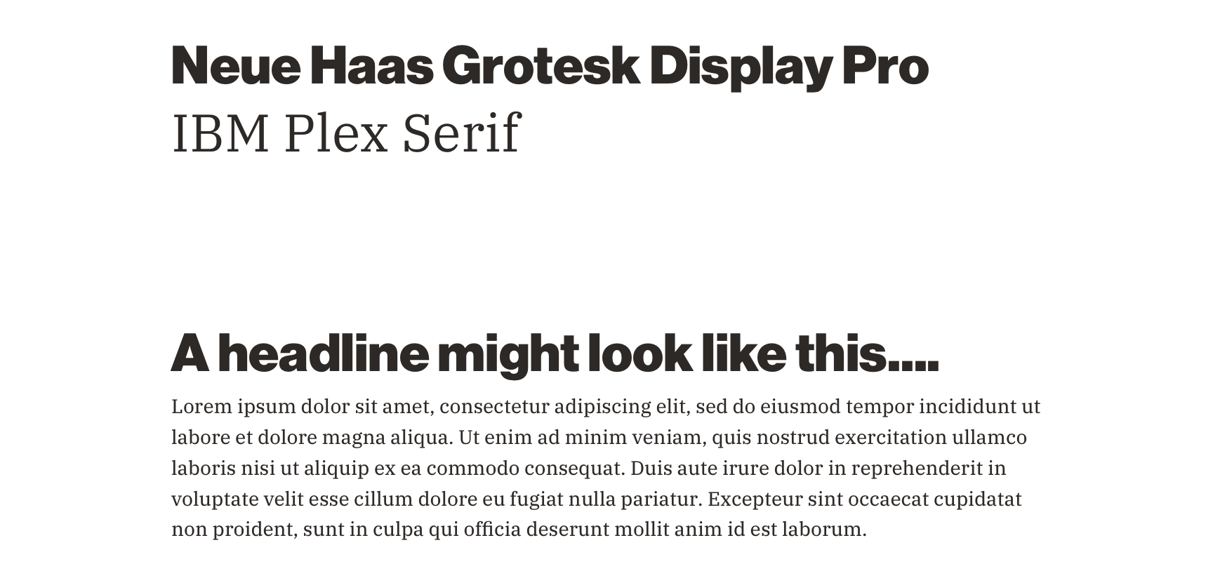 Typography style examples