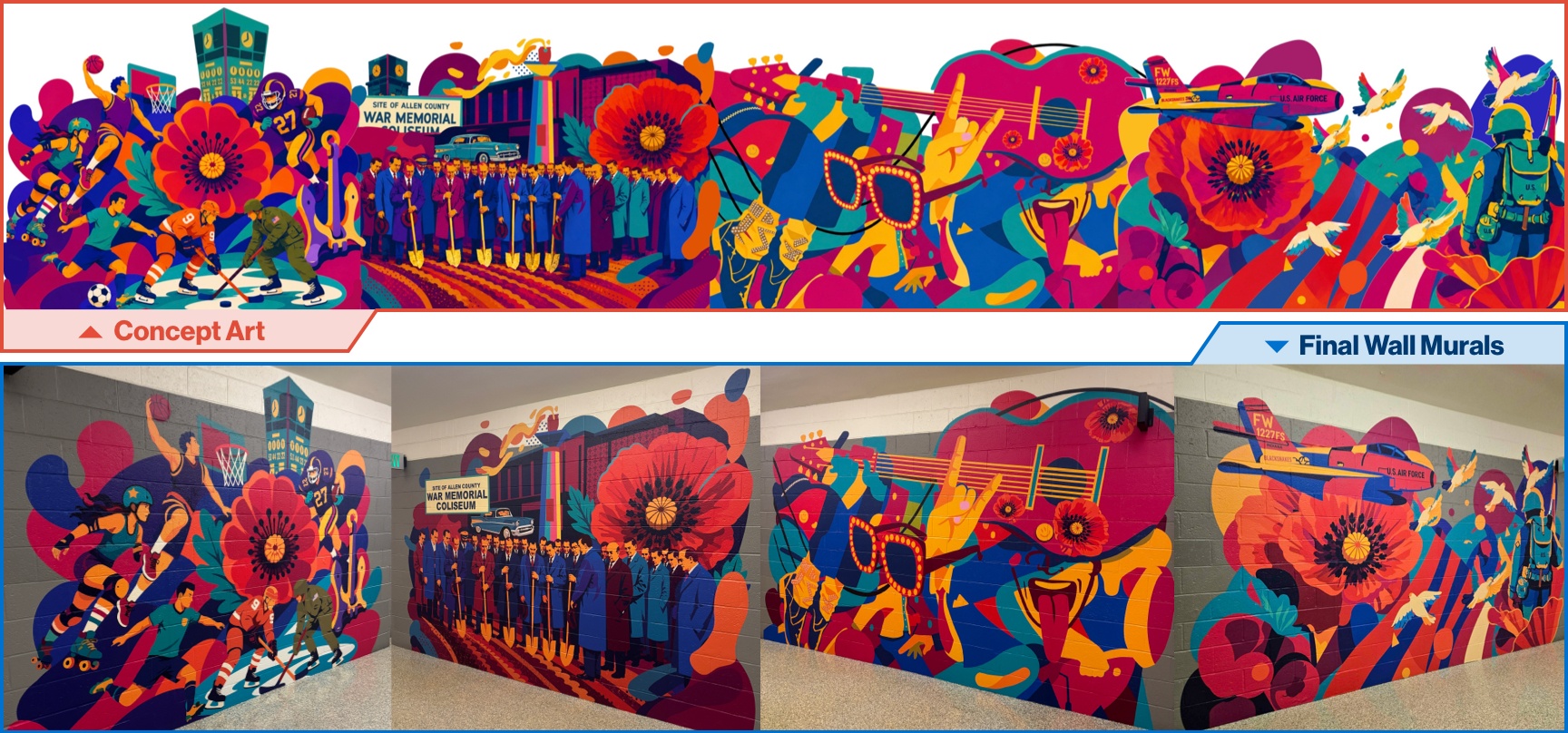 Amp Lab student concept art and final wall murals
