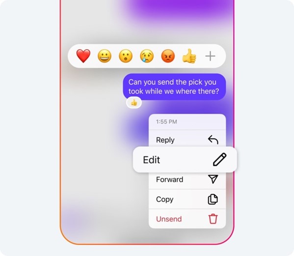 Instagram edit message example