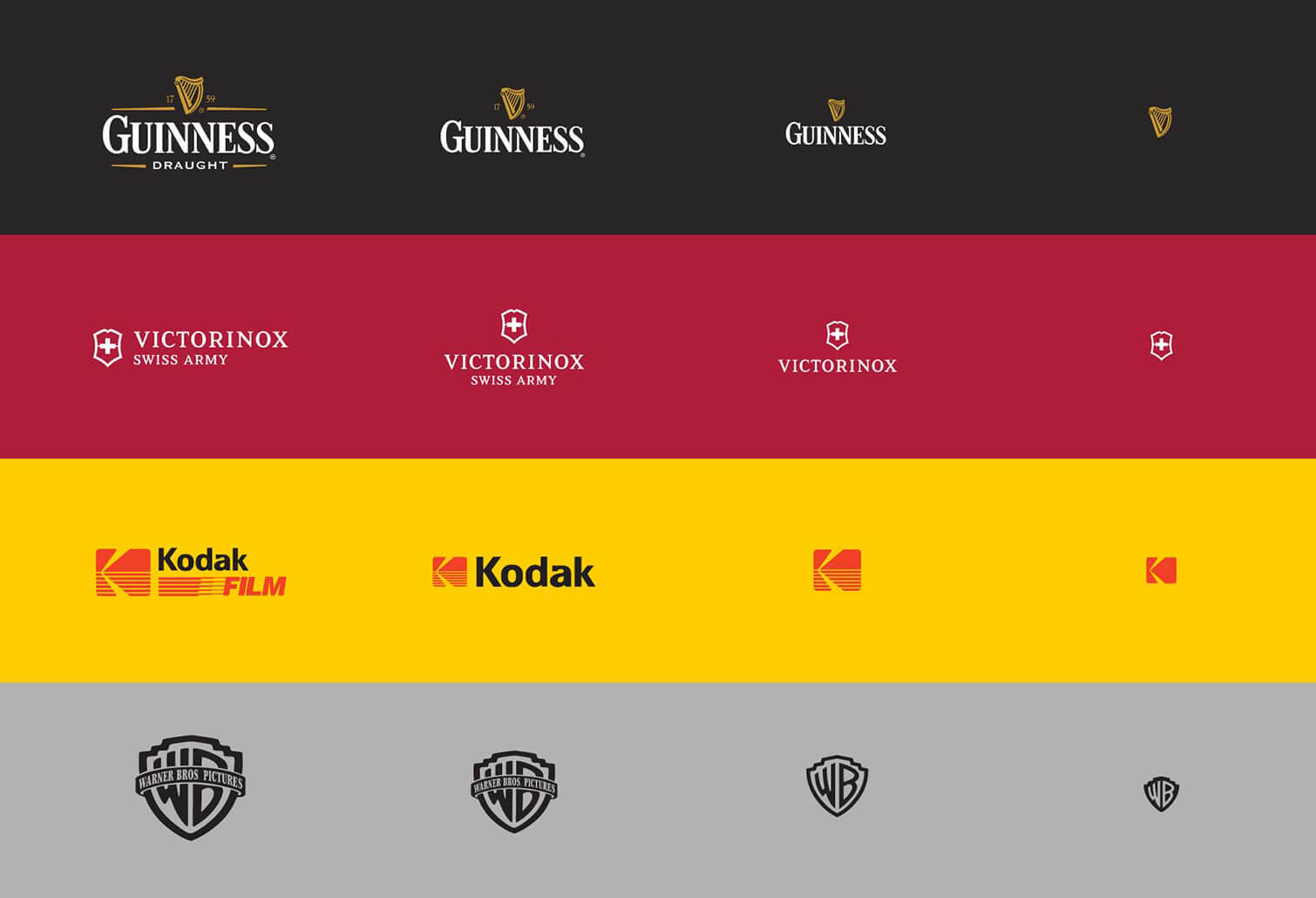Responsive Logos - Guinness, Swiss Army, Kodak, Warner Bros