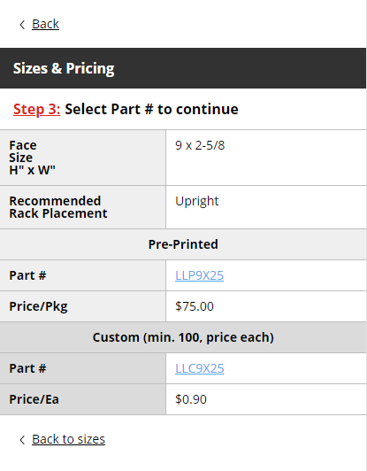 Narrowing down the part options