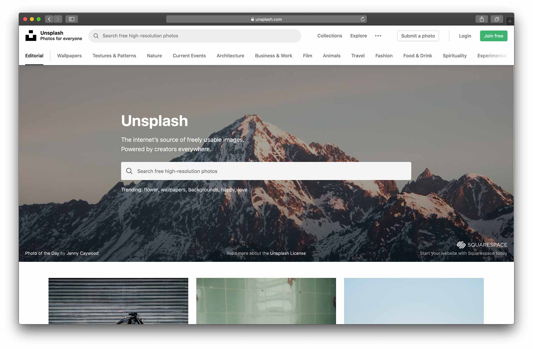 Unsplash Website