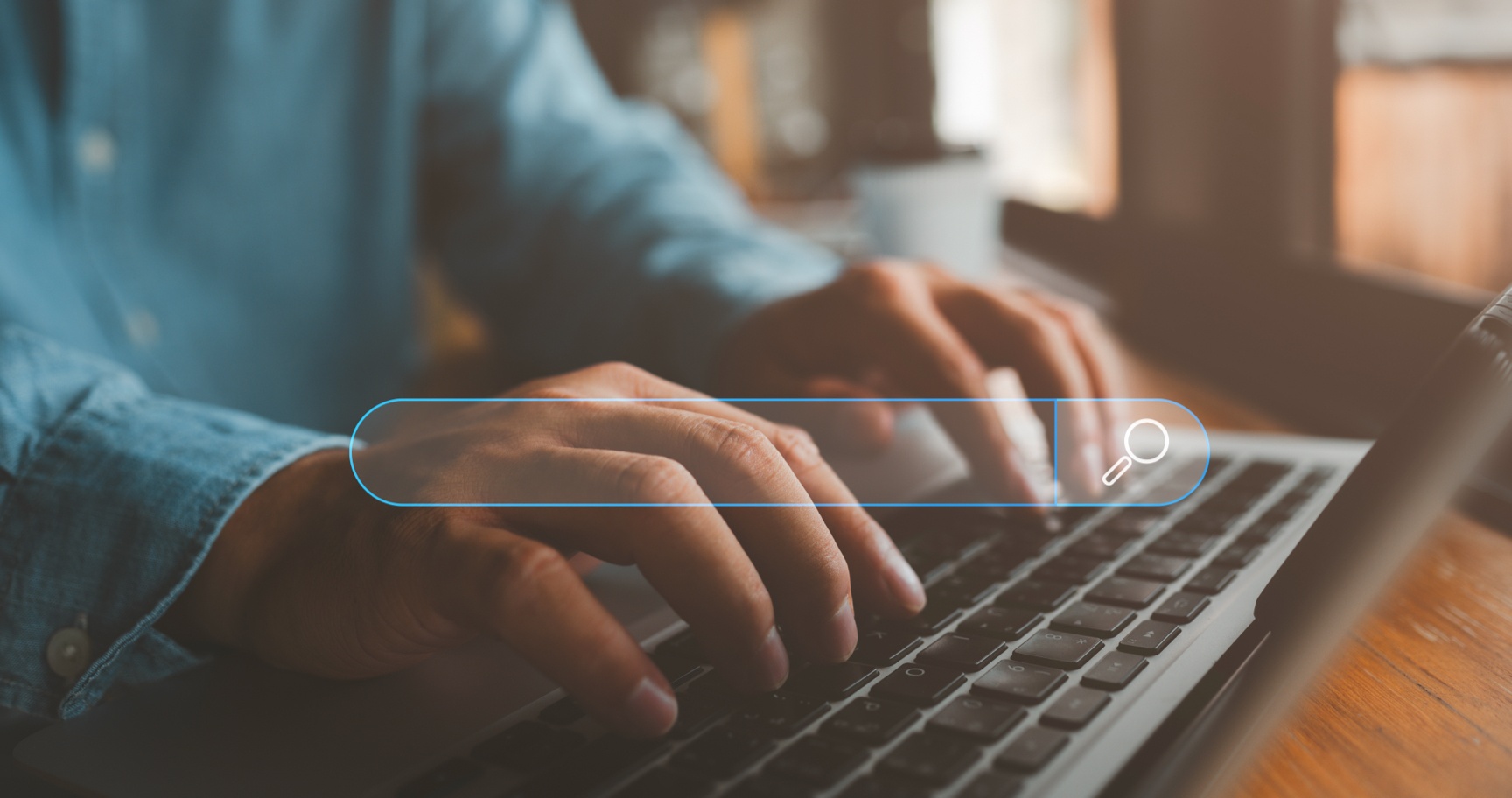 Typing on keyboard with search bar Typing on keyboard with search bar