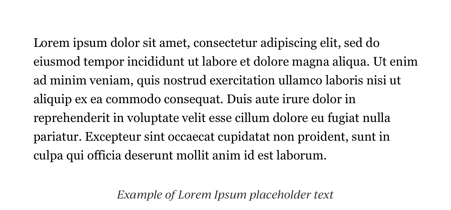 Example of Lorem Ipsum placeholder text